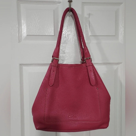 Cole Hann Raleigh Raspberry Pink Soft Pebbled Leather Shoulder Bag - Picture 6 of 13